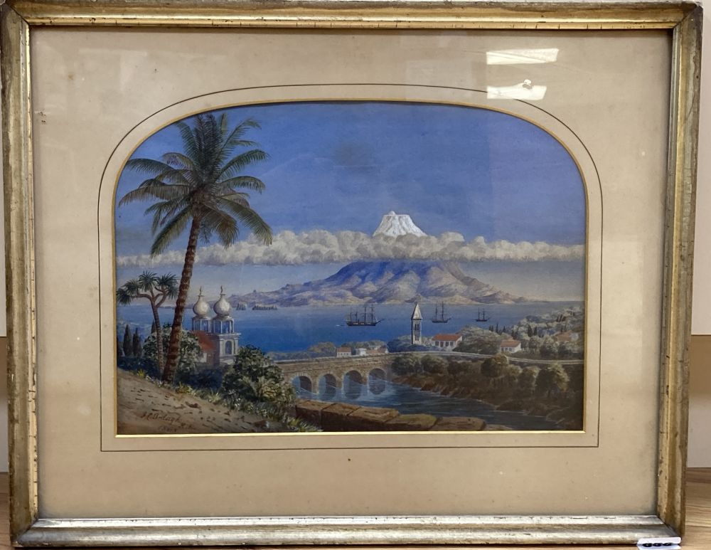 Major Sir John Charles Ardagh R.E. (1840-1907), watercolour, The Peak of Pico from Horta Fayal, Azores, signed and dated 1868, inscri
